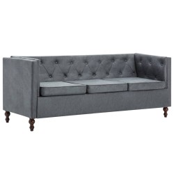 3-Sitzer Chesterfield-Sofa Stoffpolsterung Grau