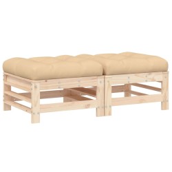 vidaXL Gartenhocker mit Kissen 2 Stk. Massivholz Kiefer