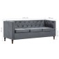 3-Sitzer Chesterfield-Sofa Stoffpolsterung Grau 3-Sitzer Chesterfield-Sofa Stoffpolsterung Grau