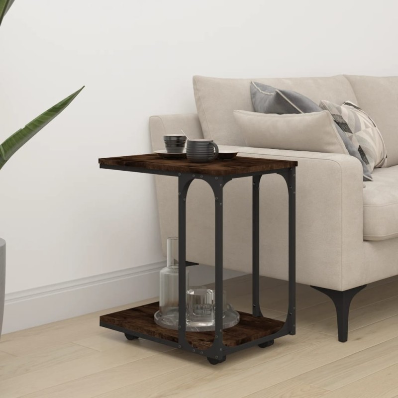 vidaXL Beistelltisch mit Rollen Räuchereiche 50x35x55,5 cm vidaXL Beistelltisch mit Rollen Räuchereiche 50x35x55,5 cm