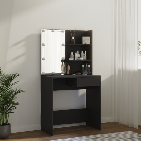vidaXL Schminktisch mit LED-Leuchten Schwarz 74,5x40x141 cm 