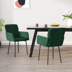 vidaXL Esszimmerstühle 2 Stk. Dunkelgrün Samt