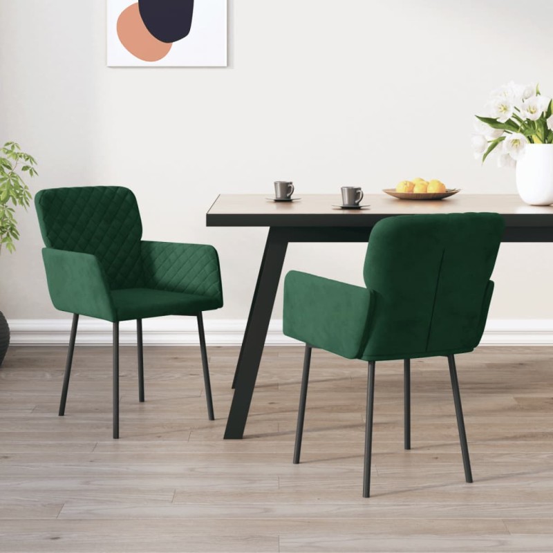 vidaXL Esszimmerstühle 2 Stk. Dunkelgrün Samt vidaXL Esszimmerstühle 2 Stk. Dunkelgrün Samt