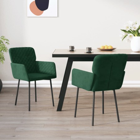 vidaXL Esszimmerstühle 2 Stk. Dunkelgrün Samt