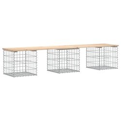 vidaXL Gartenbank aus Gabionen 203x44x42 cm Massivholz Kiefer