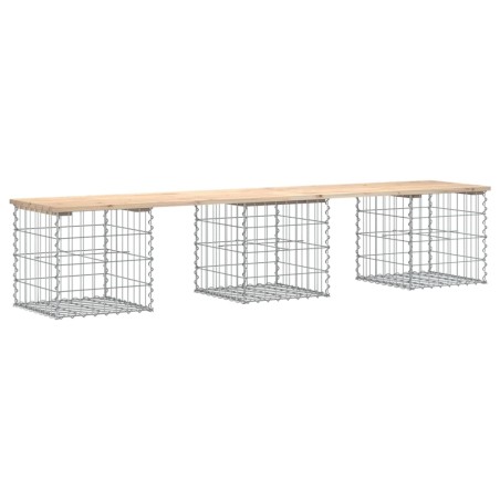 vidaXL Gartenbank aus Gabionen 203x44x42 cm Massivholz Kiefer