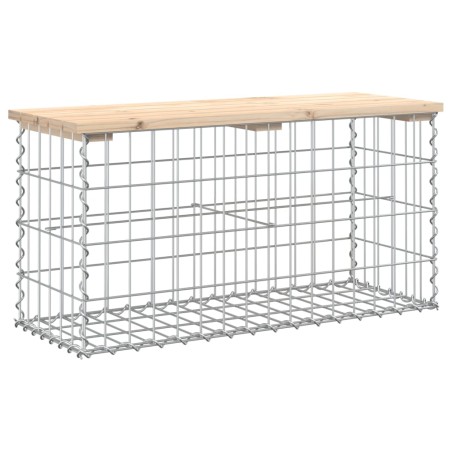 vidaXL Gartenbank aus Gabionen 83x31,5x42 cm Massivholz Kiefer