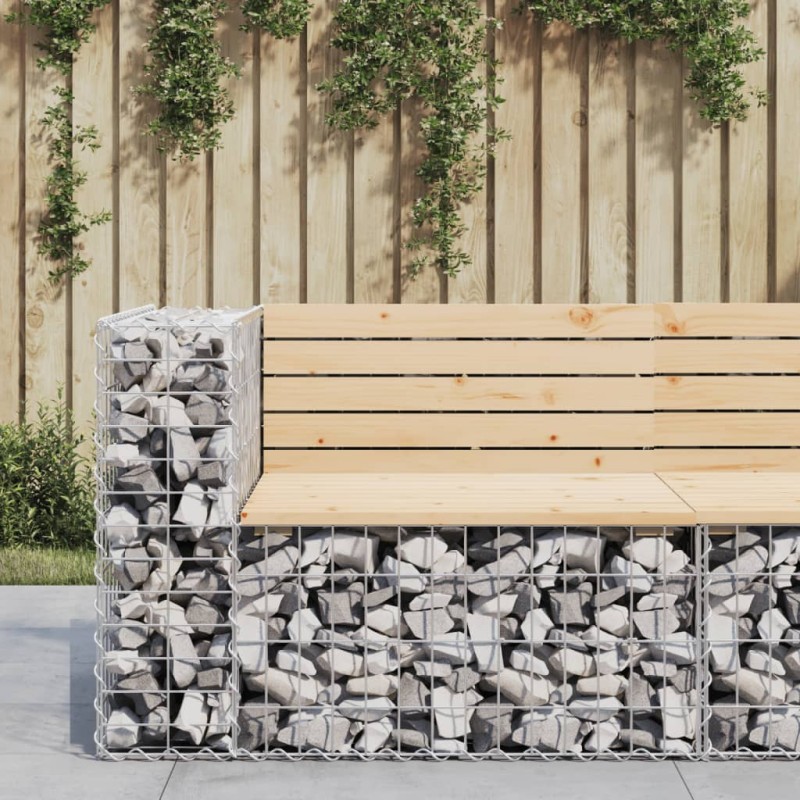 vidaXL Gartenbank aus Gabionen 92x71x65,5 cm Massivholz Kiefer vidaXL Gartenbank aus Gabionen 92x71x65,5 cm Massivholz Kiefer