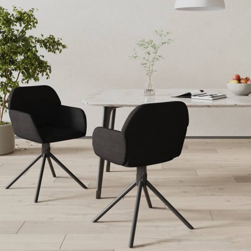 Esszimmerstühle 2 Stk. Drehbar Schwarz Samt Esszimmerstühle 2 Stk. Drehbar Schwarz Samt