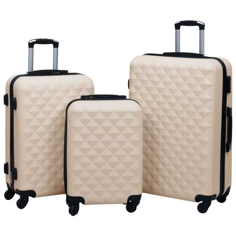 vidaXL Hartschalen-Trolley-Set 3 Stk. Golden ABS vidaXL Hartschalen-Trolley-Set 3 Stk. Golden ABS