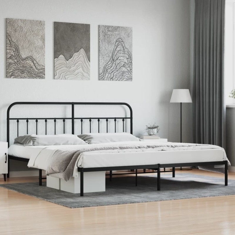 vidaXL Bettgestell mit Kopfteil Metall Schwarz 193x203 cm vidaXL Bettgestell mit Kopfteil Metall Schwarz 193x203 cm