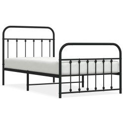 vidaXL Bettgestell mit Kopf- und Fußteil Metall Schwarz 100x190 cm