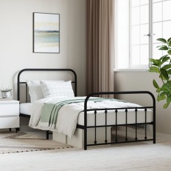vidaXL Bettgestell mit Kopf- und Fußteil Metall Schwarz 100x200 cm