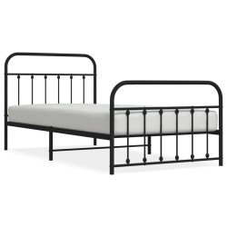 vidaXL Bettgestell mit Kopf- und Fußteil Metall Schwarz 100x200 cm