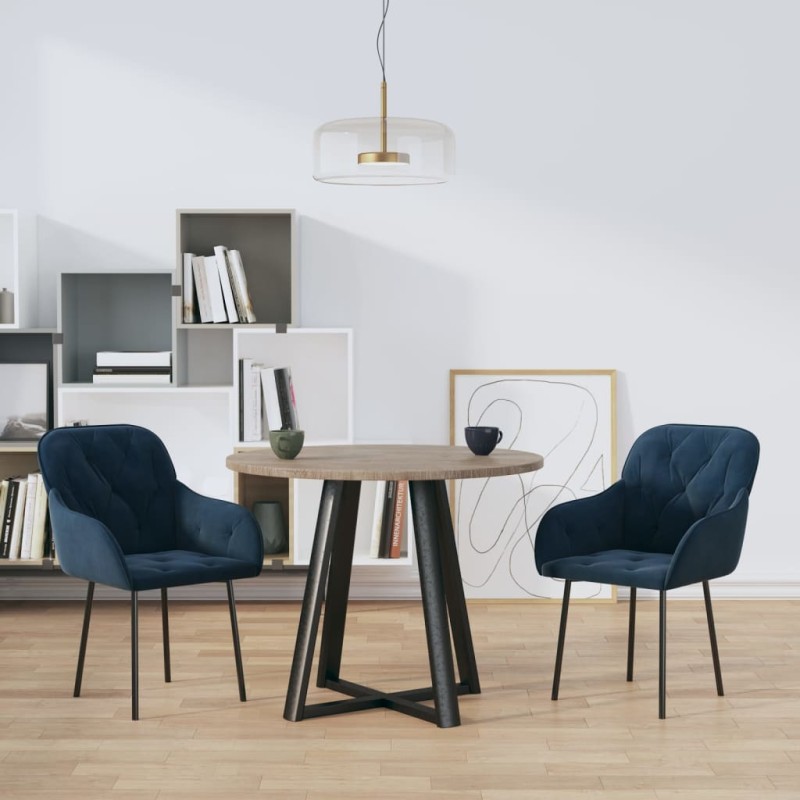 Esszimmerstühle 2 Stk. Blau Samt Esszimmerstühle 2 Stk. Blau Samt