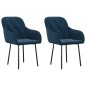 Esszimmerstühle 2 Stk. Blau Samt Esszimmerstühle 2 Stk. Blau Samt