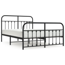 vidaXL Bettgestell mit Kopf- und Fußteil Metall Schwarz 150x200 cm