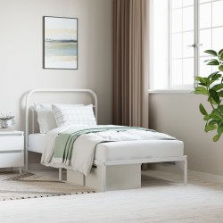 vidaXL Bettgestell mit Kopfteil Metall Weiß 100x190 cm