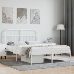 vidaXL Bettgestell mit Kopfteil Metall Weiß 135x190 cm