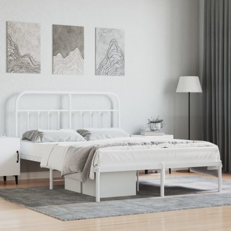 vidaXL Bettgestell mit Kopfteil Metall Weiß 135x190 cm