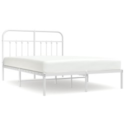 vidaXL Bettgestell mit Kopfteil Metall Weiß 135x190 cm