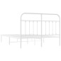 vidaXL Bettgestell mit Kopfteil Metall Weiß 135x190 cm vidaXL Bettgestell mit Kopfteil Metall Weiß 135x190 cm
