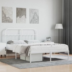 vidaXL Bettgestell mit Kopfteil Metall Weiß 150x200 cm