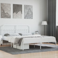 vidaXL Bettgestell mit Kopfteil Metall Weiß 183x213 cm