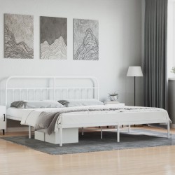 vidaXL Bettgestell mit Kopfteil Metall Weiß 193x203 cm