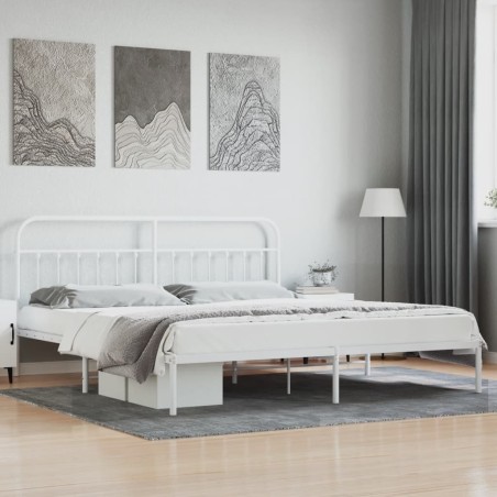 vidaXL Bettgestell mit Kopfteil Metall Weiß 193x203 cm
