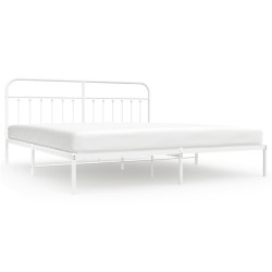 vidaXL Bettgestell mit Kopfteil Metall Weiß 193x203 cm