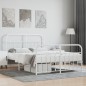 vidaXL Bettgestell mit Kopf- und Fußteil Metall Weiß 135x190 cm vidaXL Bettgestell mit Kopf- und Fußteil Metall Weiß 135x190 cm