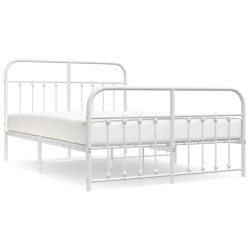 vidaXL Bettgestell mit Kopf- und Fußteil Metall Weiß 150x200 cm