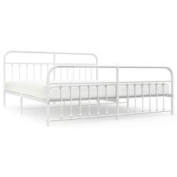 vidaXL Bettgestell mit Kopf- und Fußteil Metall Weiß 193x203 cm