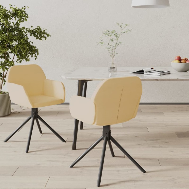 Esszimmerstühle 2 Stk. Drehbar Creme Samt Esszimmerstühle 2 Stk. Drehbar Creme Samt