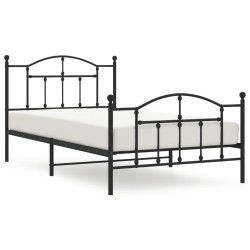vidaXL Bettgestell mit Kopf- und Fußteil Metall Schwarz 100x200 cm