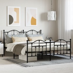 vidaXL Bettgestell mit Kopf- und Fußteil Metall Schwarz 183x213 cm