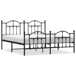 vidaXL Bettgestell mit Kopf- und Fußteil Metall Schwarz 183x213 cm
