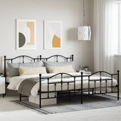 vidaXL Bettgestell mit Kopf- und Fußteil Metall Schwarz 193x203 cm