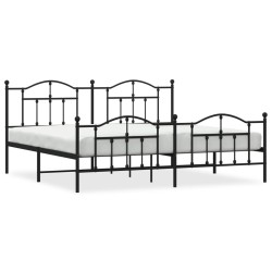 vidaXL Bettgestell mit Kopf- und Fußteil Metall Schwarz 193x203 cm