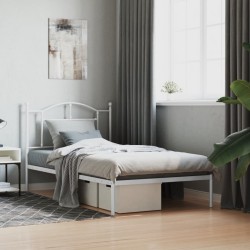 vidaXL Bettgestell mit Kopfteil Metall Weiß 100x190 cm