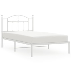 vidaXL Bettgestell mit Kopfteil Metall Weiß 100x190 cm