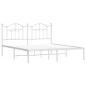vidaXL Bettgestell mit Kopfteil Metall Weiß 183x213 cm vidaXL Bettgestell mit Kopfteil Metall Weiß 183x213 cm