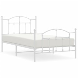 vidaXL Bettgestell mit Kopf- und Fußteil Metall Weiß 100x190 cm