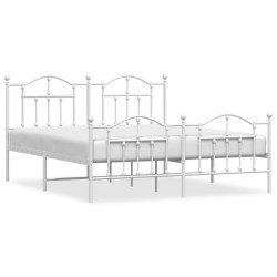 vidaXL Bettgestell mit Kopf- und Fußteil Metall Weiß 183x213 cm