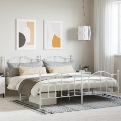 vidaXL Bettgestell mit Kopf- und Fußteil Metall Weiß 193x203 cm
