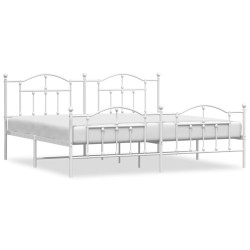 vidaXL Bettgestell mit Kopf- und Fußteil Metall Weiß 193x203 cm