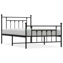 vidaXL Bettgestell mit Kopf- und Fußteil Metall Schwarz 100x200 cm