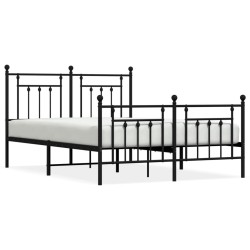 vidaXL Bettgestell mit Kopf- und Fußteil Metall Schwarz 150x200 cm