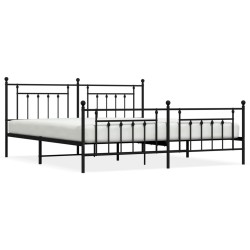 vidaXL Bettgestell mit Kopf- und Fußteil Metall Schwarz 193x203 cm